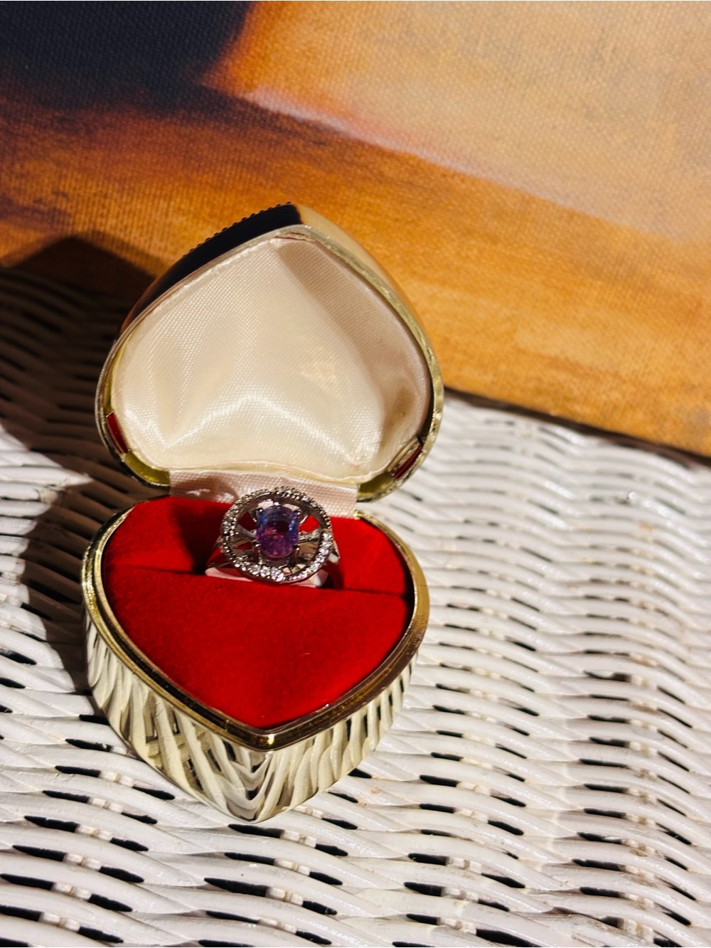Sterling Silver Amethyst Halo Ring in Purple